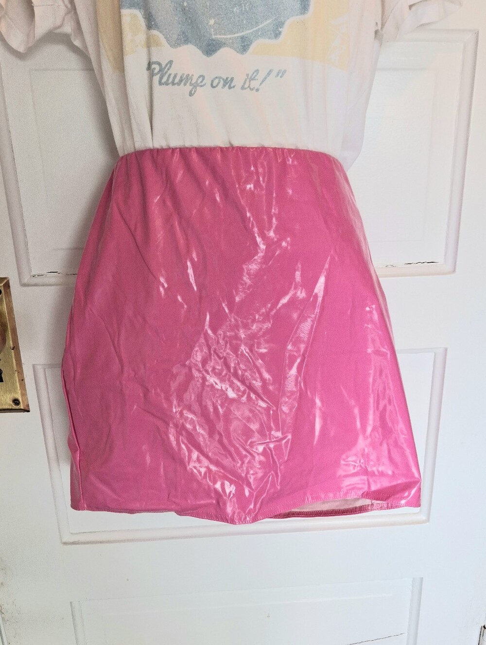 Nasty Gal Hot Pink Vinyl Mini Skirt